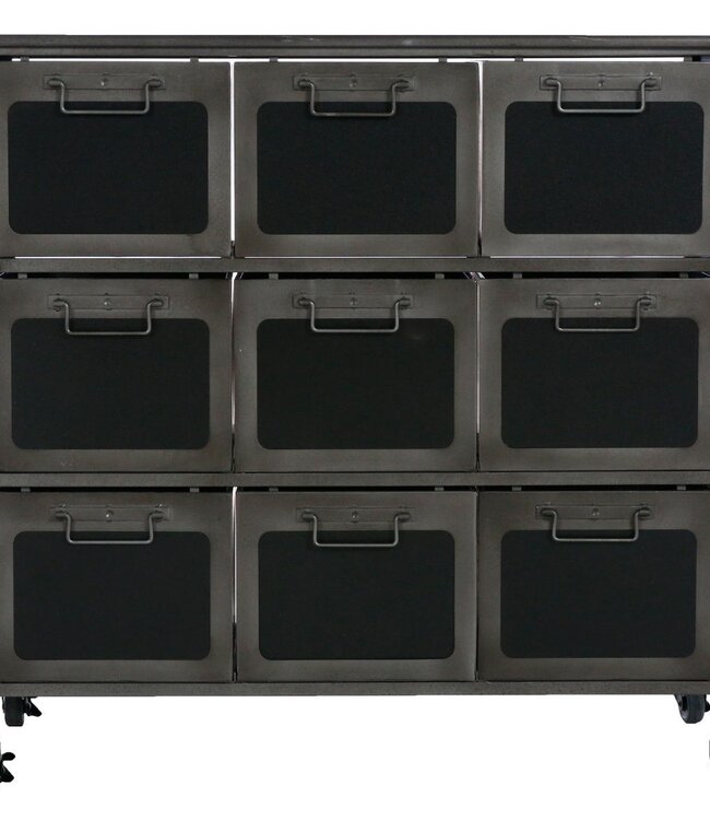Chest of drawers - Chiffonier - Black Metal, 9 Drawers - Broc