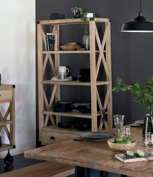 Boekenkast - Silas - Mangohout - 90x180 cm