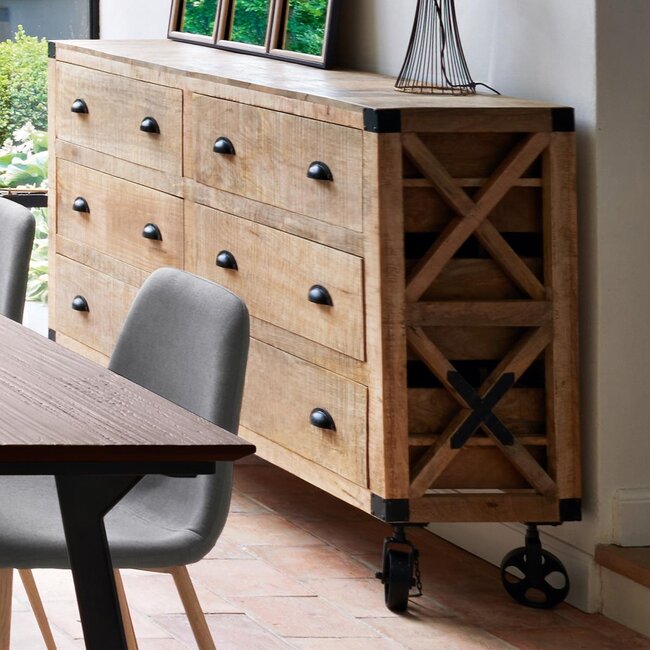 Sideboard for 6 drawers - Silas - Mango wood - 150x40 cm