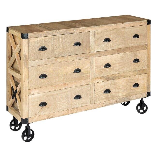 Atmosphera Sideboard für 6 Schubladen - Silas - Mangoholz - 150 × 40 cm