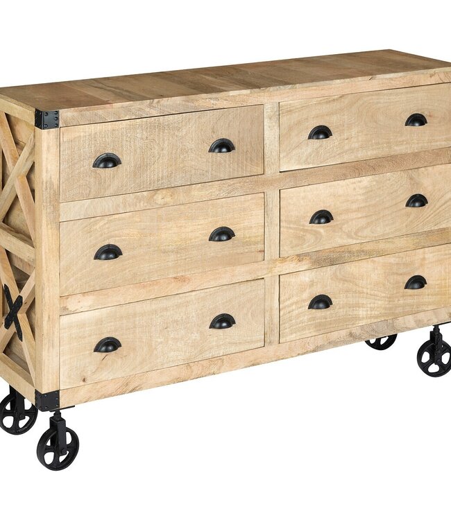 Dressoir voor 6 lades - Silas - Mangohout - 150x40 cm