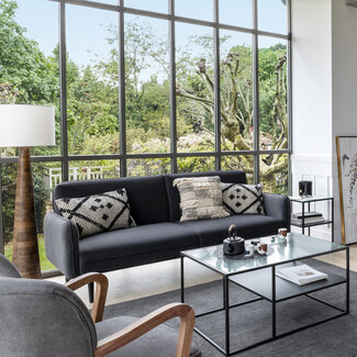 Atmosphera Sofa Bed - Daria - 3-seater - velvet - slate grey - retro style