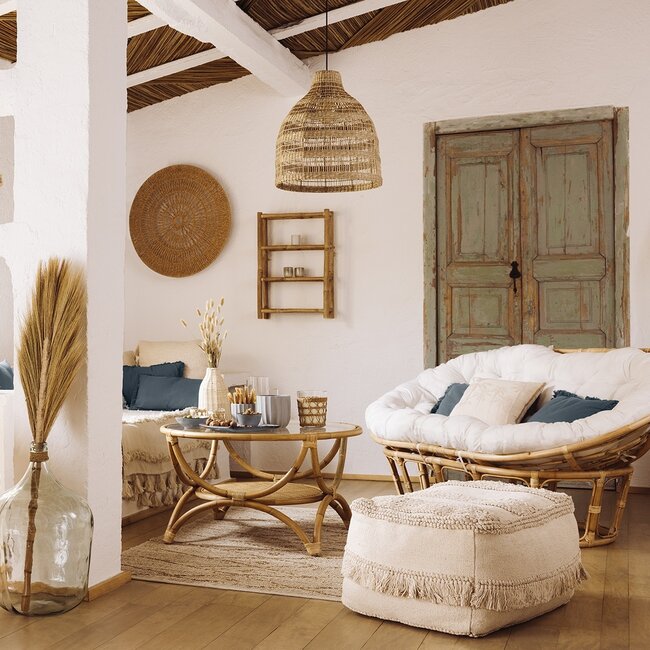 Atmosphera Bench - Mamasan - 2-seater - Rattan - White - Ethnic-Chic Design