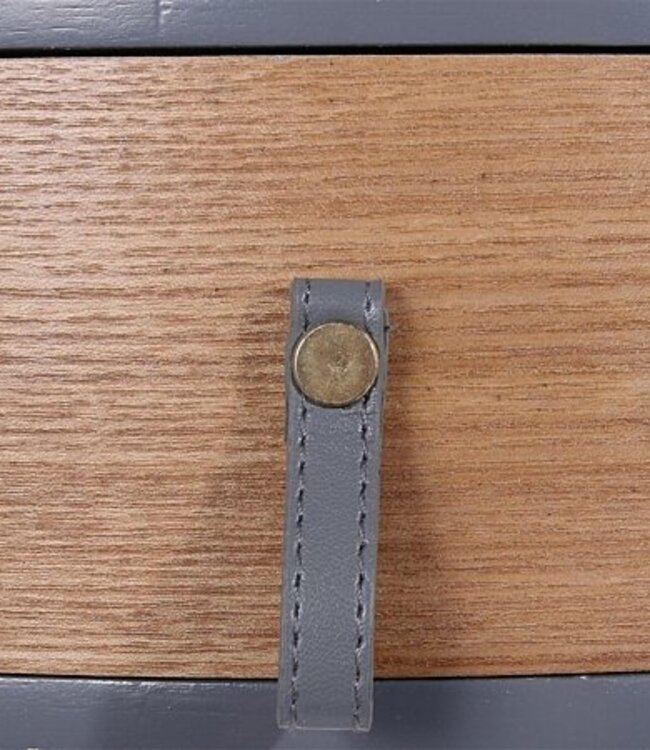 Bedside table with drawer - round - grey