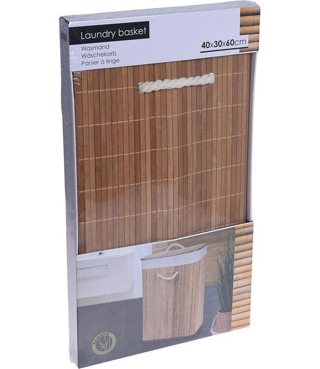 Foldable Laundry Basket – Bamboo – 40x30x60 cm