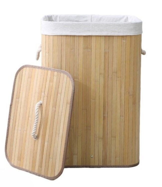 Bamboe Wasmand met Deksel - 72L Naturel