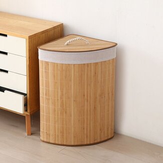 Ceruzo Bamboo Laundry Basket Corner Model - 72L Natural