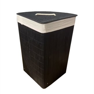 Ceruzo Bambus-Wäschekorb, Eckmodell - 72 l, Schwarz