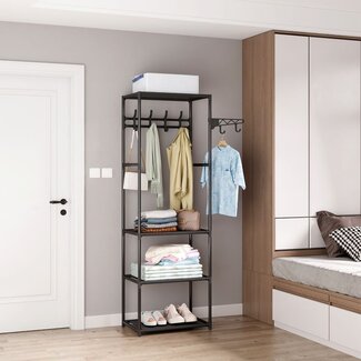 Ceruzo Clothing Rack with 3 Shelves - Black