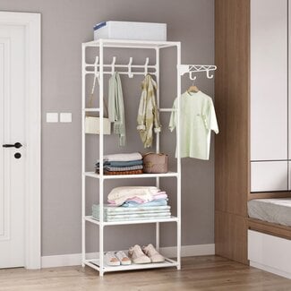 Ceruzo Clothes Rack with 3 Shelves - White