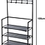 Clothing Rack with Shoe Shelves and Hooks