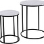Marble Look Side Tables Set of 2 - White