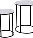 Marble Look Side Tables Set of 2 - White