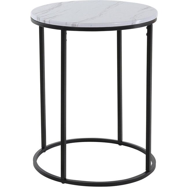 Marble Look Side Tables Set of 2 - White