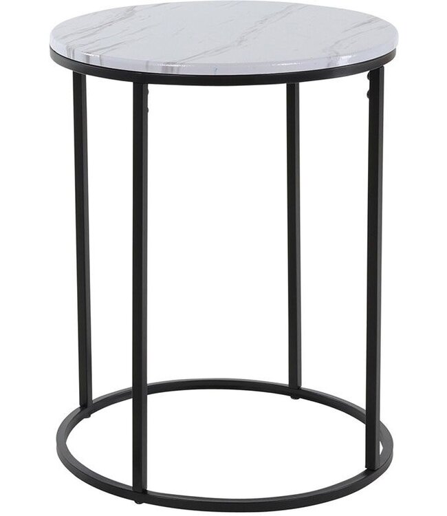 Marble Look Side Tables Set of 2 - White