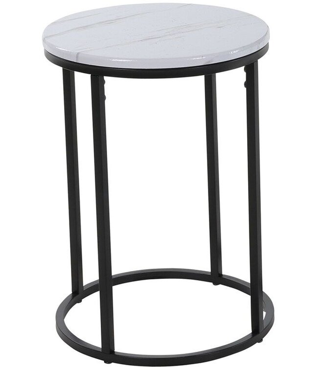 Marble Look Side Tables Set of 2 - White