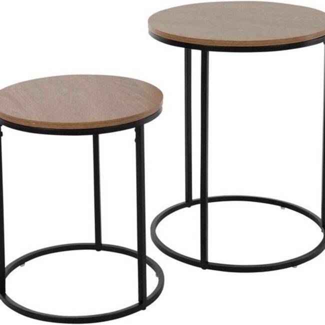 Side Tables Set of 2 - Wood and Metal