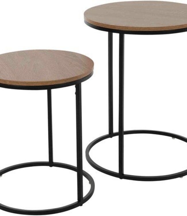 Side Tables Set of 2 - Wood and Metal