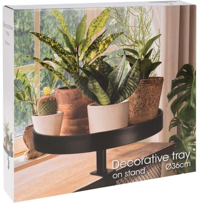 Dienbladtafel met Klem – Zwart – Ø36 cm