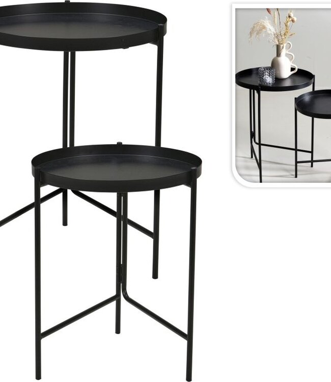 Black Side Tables Set of 2