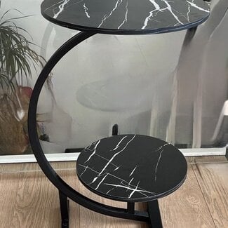 Ceruzo Side table - double Table top - Black marbled top