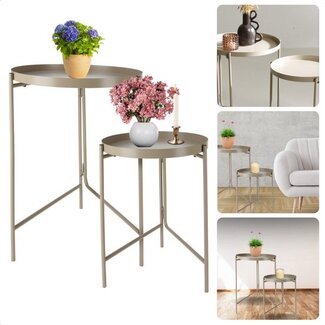 Trends4You Taupe Side Tables Set of 2