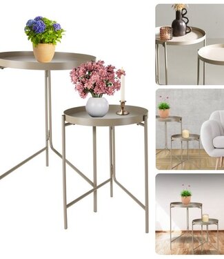 Trends4You Taupe Side Tables Set of 2
