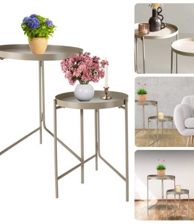 Taupe Side Tables Set of 2