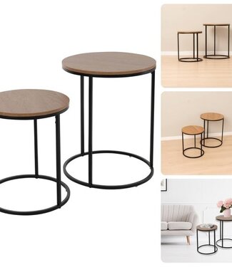 Side Tables Set of 2 - Wood and Metal