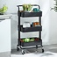 Kitchen Trolley with 3 Baskets - Black