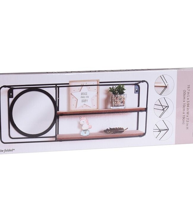 Wall Shelf with Mirror - 2 Shelves