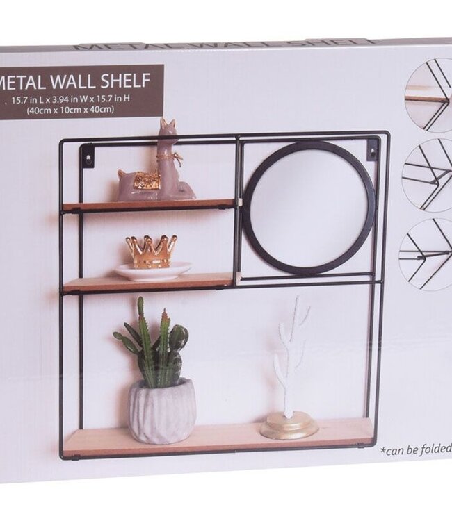 Wall Shelf with Mirror - 3 Shelves