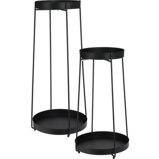 Trends4You Pflanzenständer 2er-Set - Schwarz - 46 + 58 cm - Metall - Max