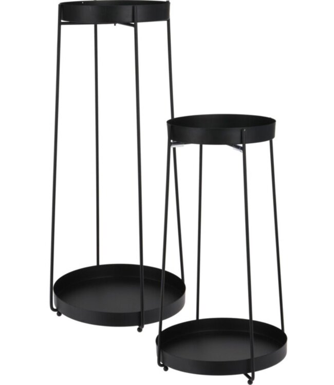 Plantenstandaard Set van 2 - Zwart - 46 + 58 cm - Metaal - Max
