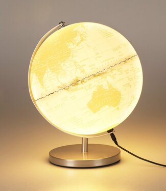 Globe with Light - USB Powered - White & Gold