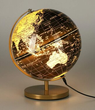 Globe with Light - USB Powered - Black & Gold