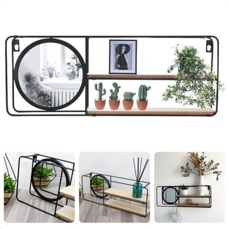 Wall Shelf with Mirror - 2 Shelves