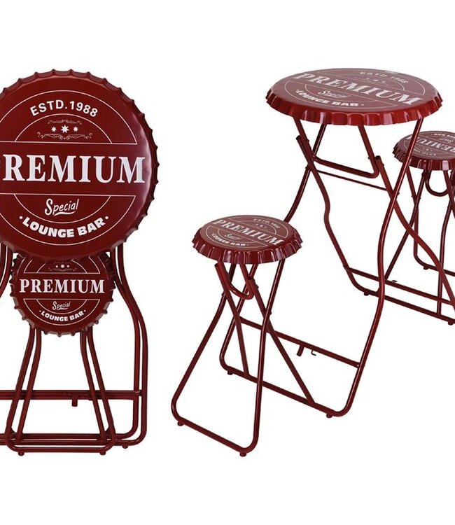 Bartafel met 2 Stoelen - Rood