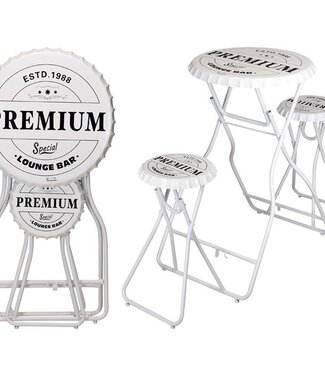 Bartafel met 2 Stoelen - Wit