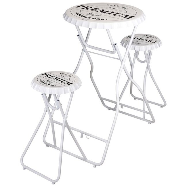 Bar Table with 2 Chairs - White