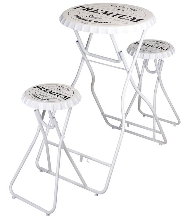 Bar Table with 2 Chairs - White