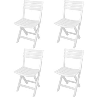 Pro Garden 4 Tuinstoelen Komodo - Wit - Inklapbaar