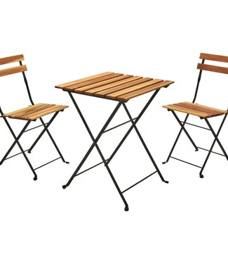 Ambiance Bistro Set - Teak Look - Foldable - Metal - Wood