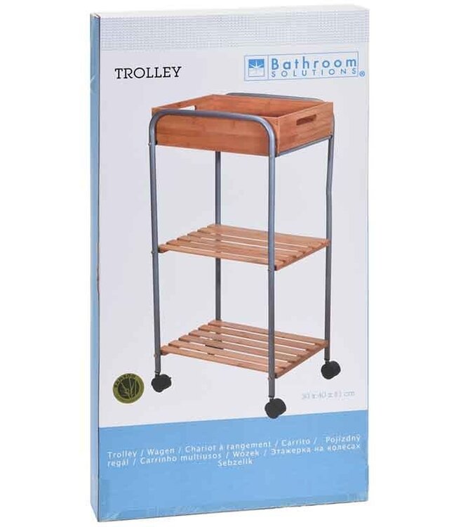 Badkamertrolley bamboe / metaal