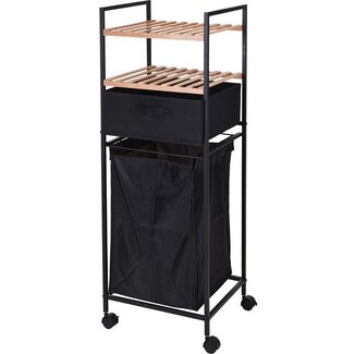 Bathroom Solutions Rolling Bathroom Rack with Laundry Basket & Extra Storage