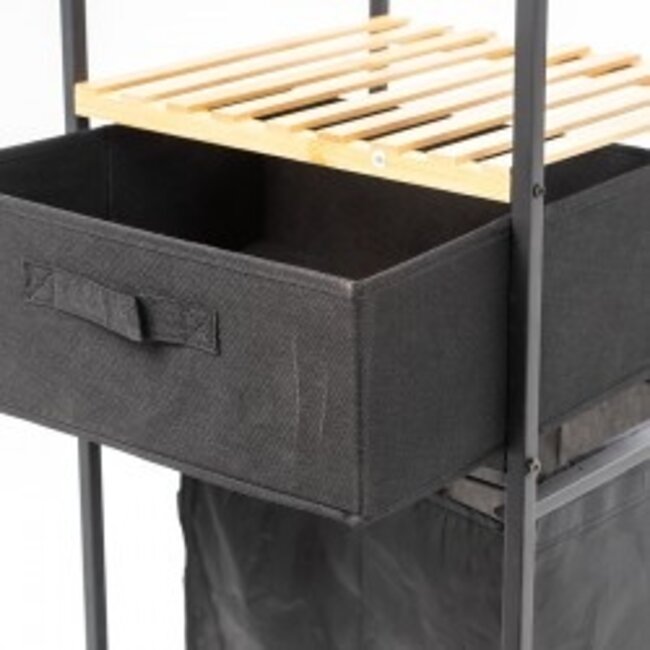 Rolling Bathroom Rack with Laundry Basket & Extra Storage