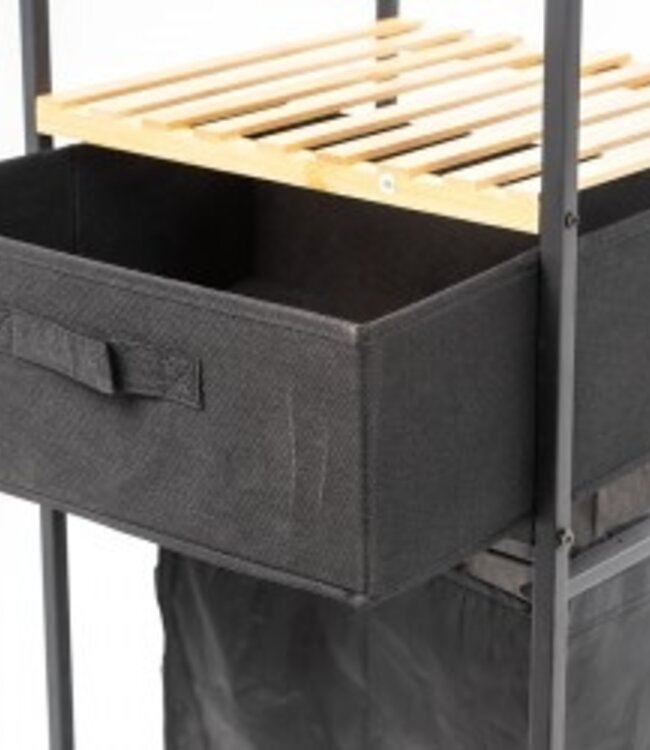 Rolling Bathroom Rack with Laundry Basket & Extra Storage