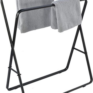 Bathroom Solutions Freestanding Towel Rack – Black Metal, 80 cm High