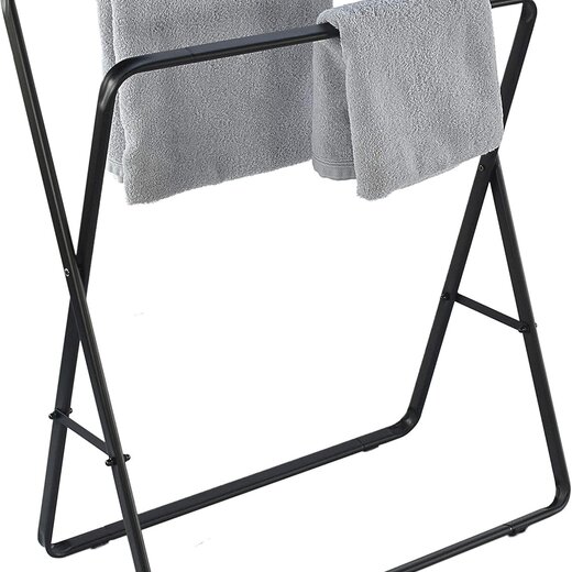 Bathroom Solutions Freestanding Towel Rack - 80 cm High - Black