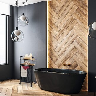 Bathroom Solutions Rolling Bathroom Trolley with Laundry Basket